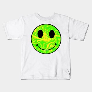 Neon swirled smiley face Kids T-Shirt